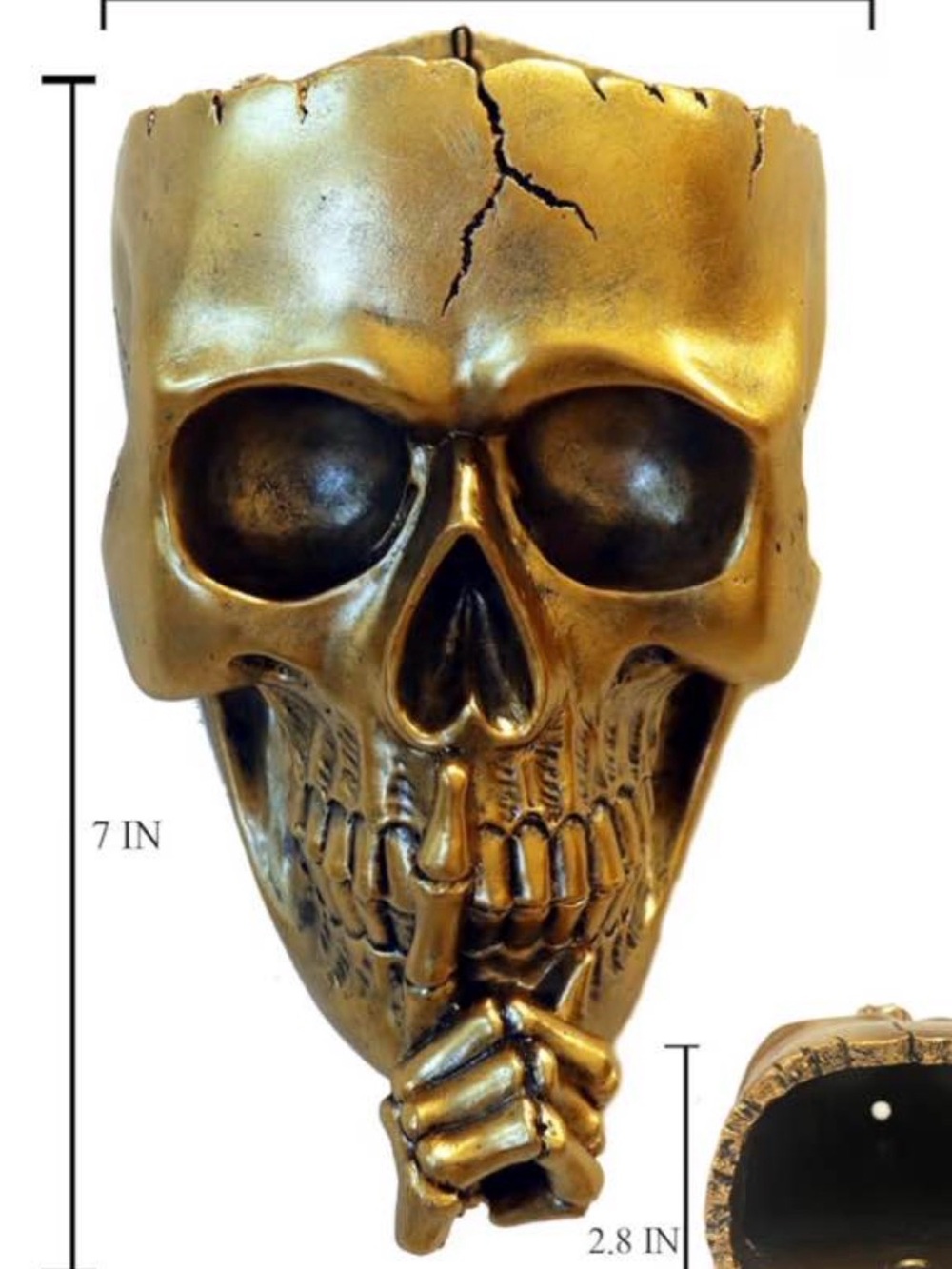 Set of two Gold “Speak no Evil” Skull Planters - Picture 5 of 5